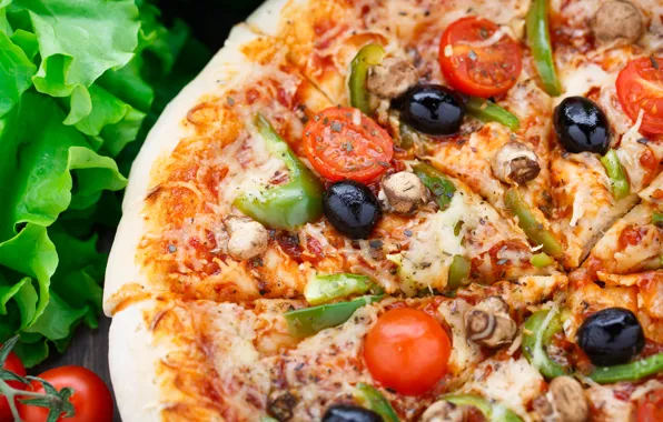 Зелень, green, еда, пицца, food, pizza, начинка, stuffing