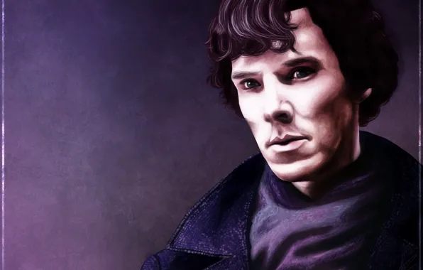 Кино, рамка, арт, живопись, Шерлок Холмс, Бенедикт Камбербэтч, Benedict Cumberbatch, Sherlock