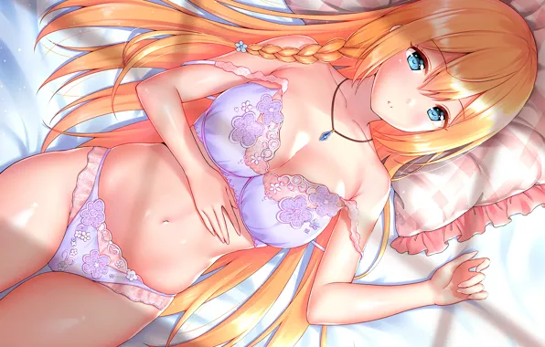 Girl, sexy, lingerie, pantsu, bra, cleavage, panties, long hair