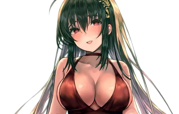 Girl, sexy, cleavage, long hair, dress, boobs, anime, beautiful