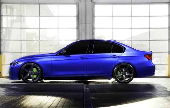 Синий, бмв, BMW, wheels, side, blue, 335i, vossen