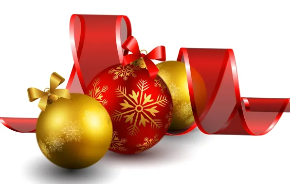 Картинка фон, шары, новый год, лента