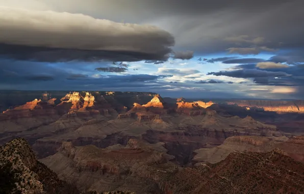 Картинка небо, облака, горы, природа, фото, США, гранд каньон, canyon grand