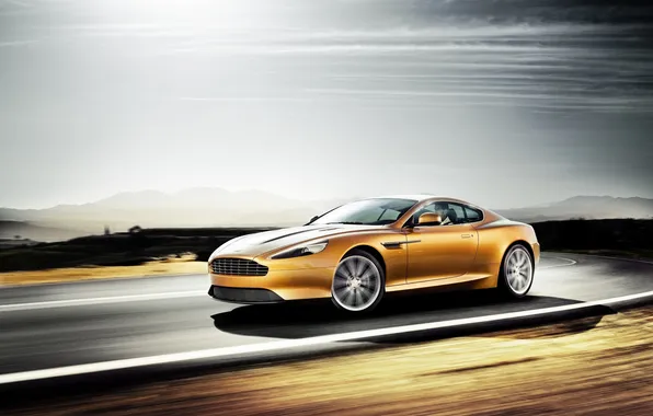 Aston Martin, скорость, размытие, астон мартин, Orange, cars, auto, ораньжевый