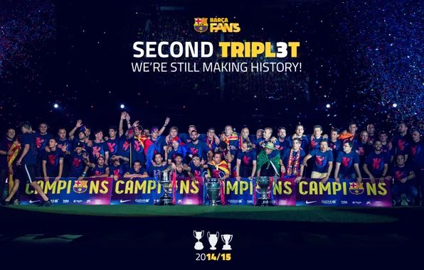 Wallpaper, sport, football, FC Barcelona, La Liga Champions, Spanish Cup Winners, UEFA Champions League Winners