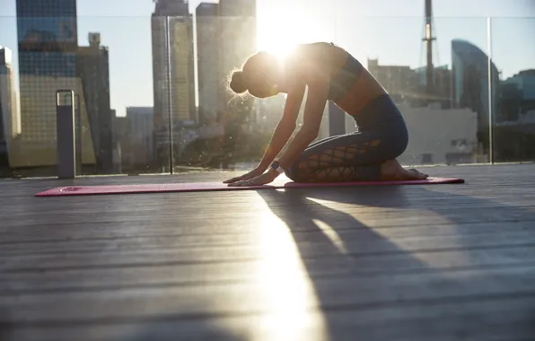 Girl, figure, model, beauty, sunrise, pose, yoga girl