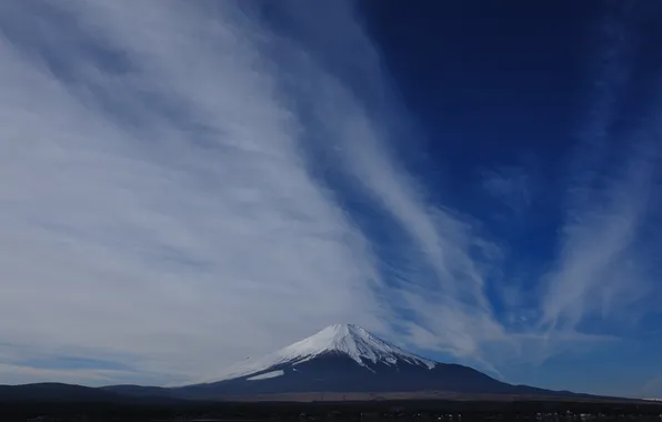 Облака, япония, гора, горизонт, Фудзи, Mount Fuji, Фудзияма, пейзаж. небо