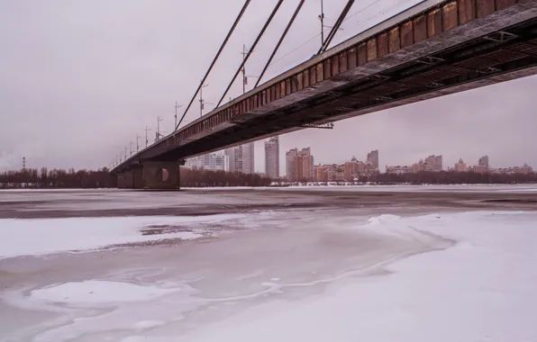 Зима, лёд, днепр, киев, под_мостом, московский_мост