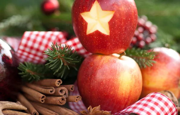 Шарики, украшения, праздник, Новый Год, Рождество, Christmas, New Year, apples