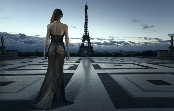 City, girl, Paris, dress, style, France, evening, model