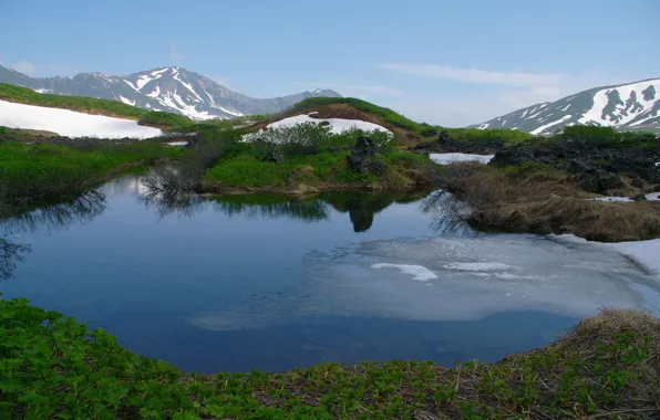 Картинка снег, Россия, Камчатка, сопки