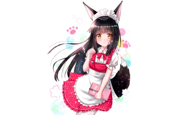 Girl, long hair, dress, animal ears, anime, beautiful, pretty, attractive