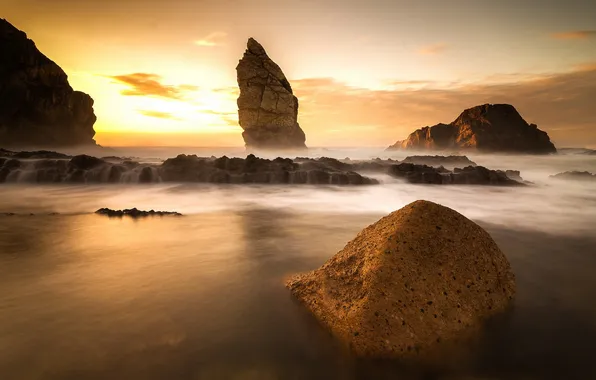 Море, пейзаж, закат, скалы