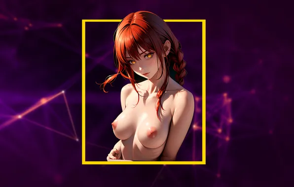 Girl, hot, sexy, red hair, nipples, boobs, anime, pretty