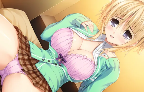 Girl, sexy, lingerie, pantsu, bra, cleavage, school uniform, panties