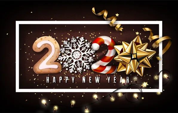 Снежинки, фон, надпись, новый год, украшение, гирлянды, background, 2020-new-year