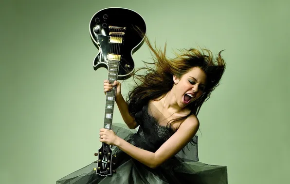 Картинка гитара, певица, Miley Cyrus, Майли Сайрус