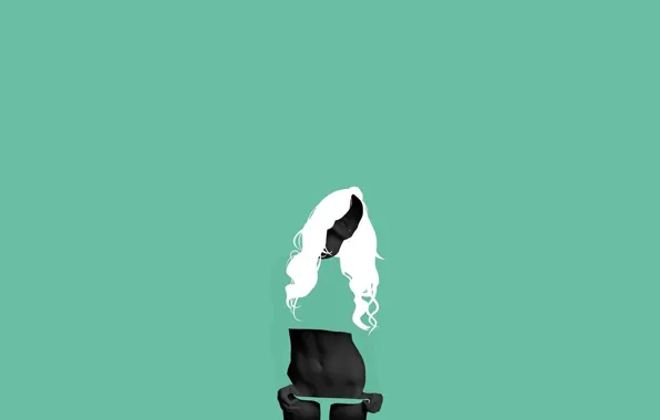 Girl, Art, Green, Black, White, Illustration, Minimalism, Tomasz Wagner