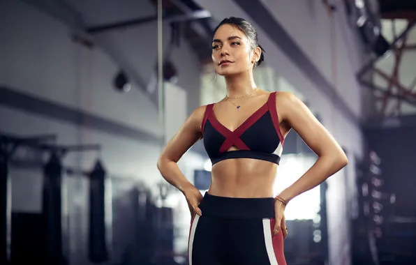 Картинка women, gyms, gym clothes, yoga pants, Vanessa Hudgens, sports bra, sweat, actress