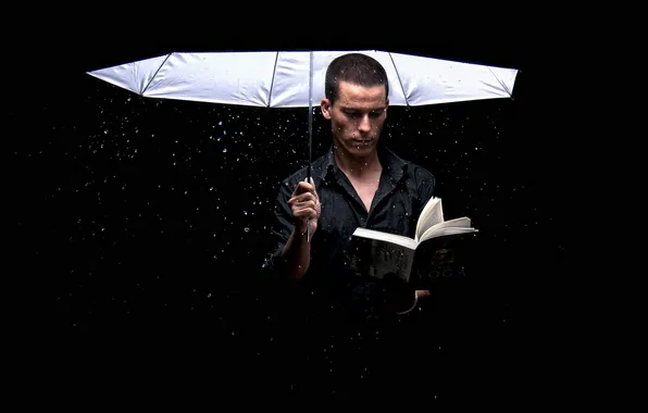 Картинка зонт, книга, мужчина
