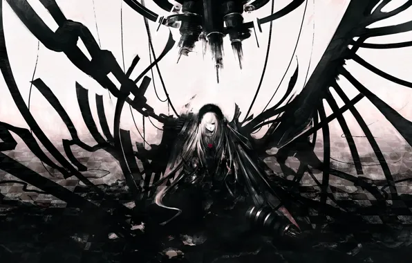 Black, machine, chains, worrier