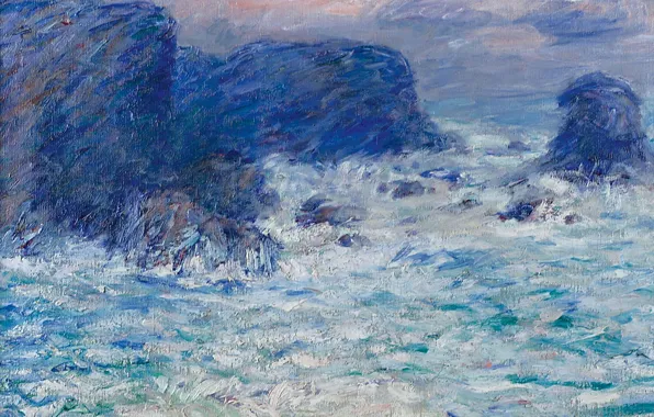 Картинка море, скалы, картина, морской пейзаж, Джон Питер Расселл, John Peter Russell, Auchien Rock at Belle-Ile