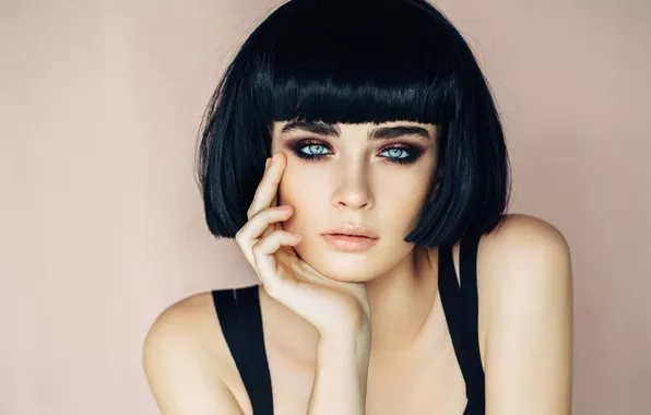 Girl, model, brunette, look, cute, makeup