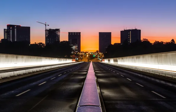 Luxembourg, Blue hour, Kirchberg, Highway to Europe