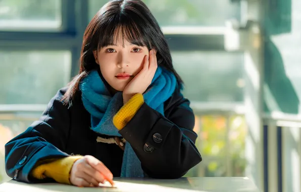Beautiful, Asian, Model, Table, Woman, Cute, Pretty, Petite