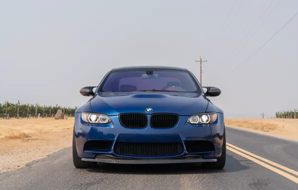 BMW, Blue, E90, Face, Sight