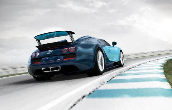 Картинка скорость, трасса, родстер, автомобиль, Bugatti Veyron Grand Sport Vitesse