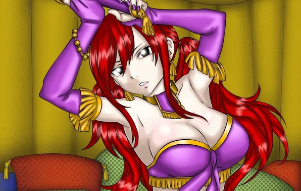 Девушка, поза, маникюр, Fairy Tail, Хвост Феи, Эльза Алая