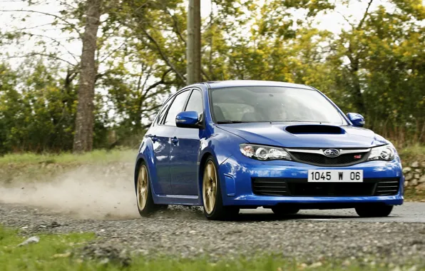 Subaru, blue, субару импреза, Subaru Impreza WRX Sti