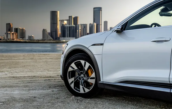 Картинка белый, Audi, колесо, E-Tron, 2019