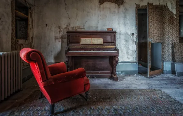 Картинка комната, кресло, пианино