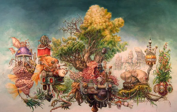 Цветы, сюрреализм, графика, Ben Blatt