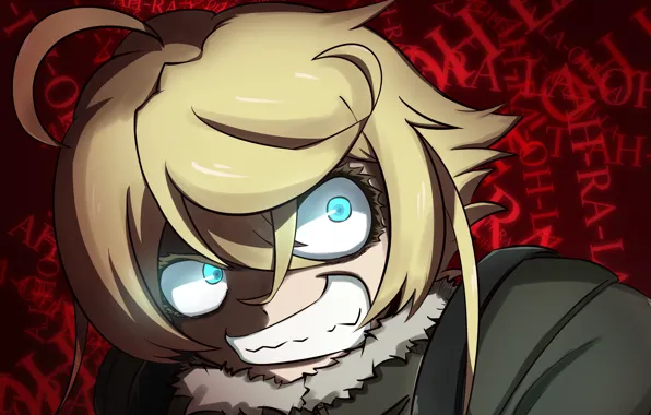 Girl, blood, soldier, military, war, anime, chibi, blue eyes