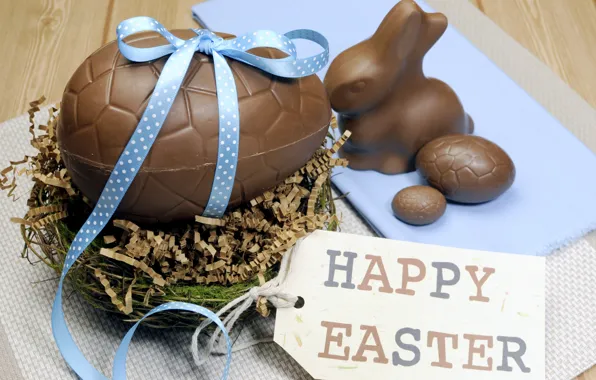 Яйца, Пасха, chocolate, spring, Easter, eggs, decoration, Happy