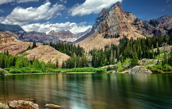 Картинка лес, горы, природа, озеро