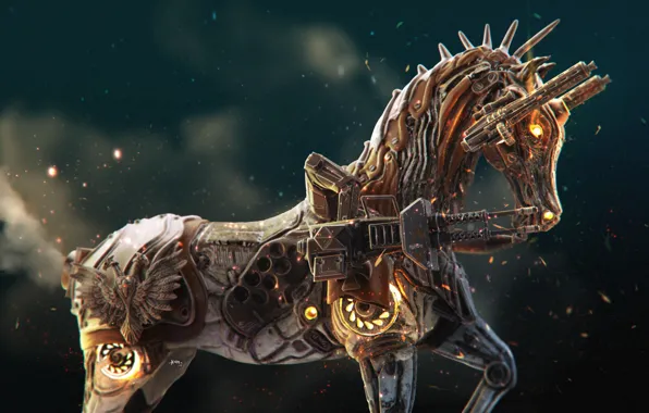 Оружие, искры, герб, лошадка, War Horse
