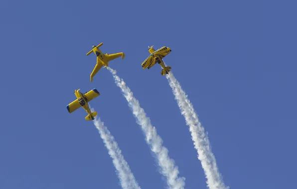 Небо, синий, дым, самолеты, Textor Show Squadron