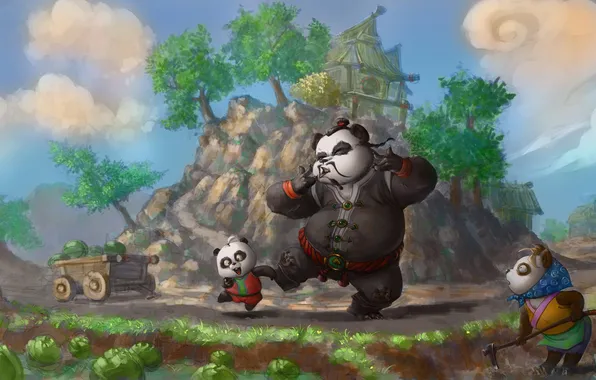 Картинка фентези, игра, панда, World of Warcraft, Wow, учение