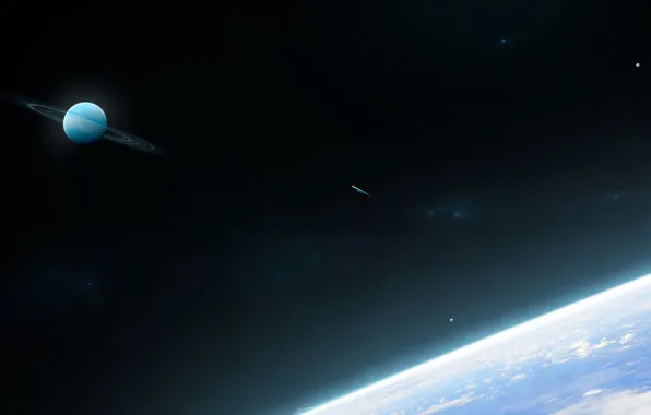Картинка поверхность, кольца, атмосфера, комета