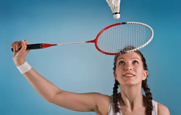 Woman, badminton, racket