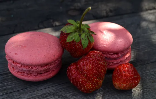 Berry, печенье, клубника, ягода, strawberry, cookies, macaroon, макаруны
