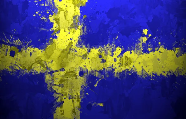 Картинка краски, флаг, Швеция, Sweden, Sverige