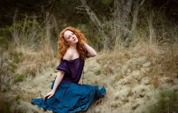 Картинка лес, девушка, природа