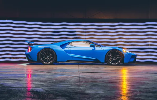 Ford, суперкар, Ford GT, вид сбоку, 2017, H040, Riviera Blue