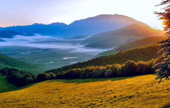 Картинка лето, Утро, Италия, июнь, Умбрия