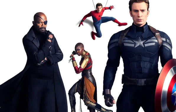 Картинка фильм, белый фон, персонажи, 2018, Avengers: Infinity War, мстители: война бесконечности